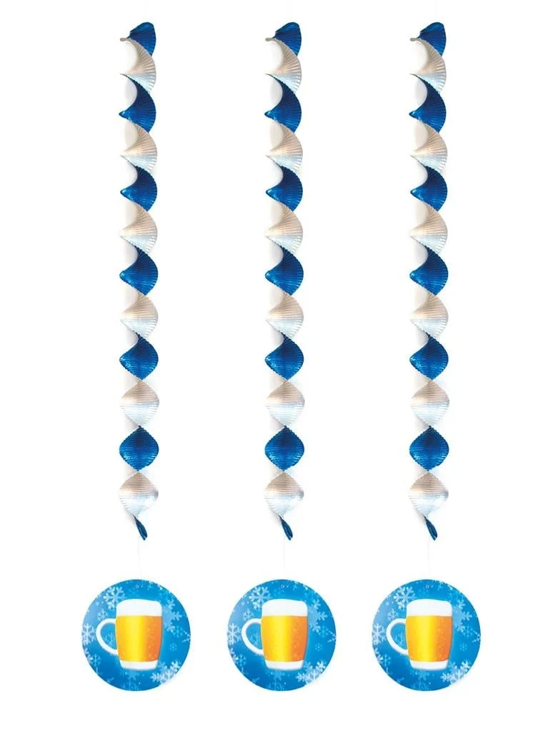 Spiraalhangers Bier blauw/wit (3st)