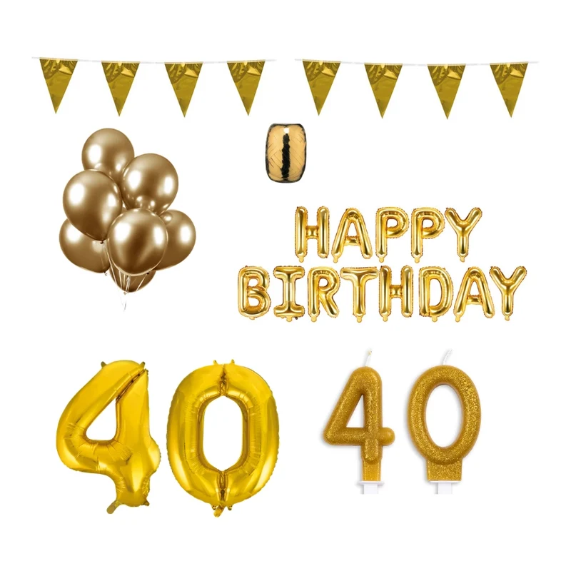 40 jaar Verjaardag Versiering Pakket Goud