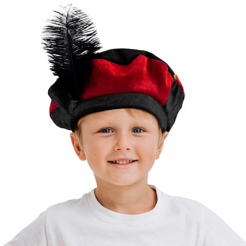 Pieten muts kind rood zwart