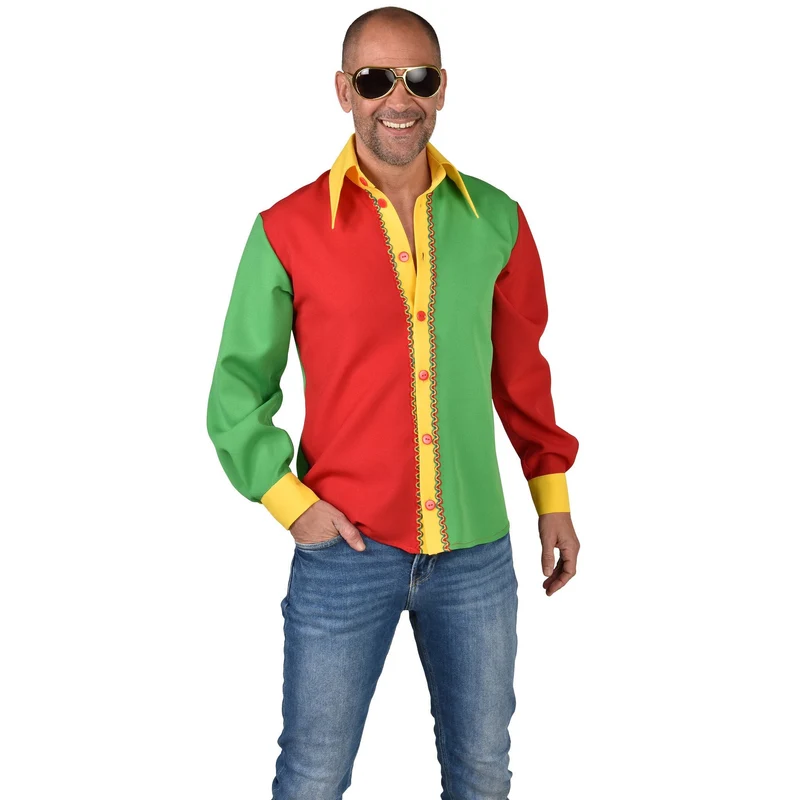 Rood geel groen overhemd blouse heren