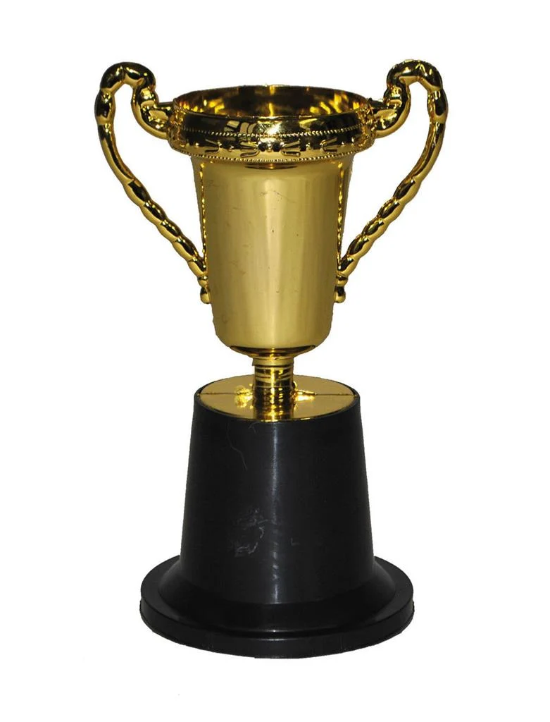 Trofee goud 14 cm met zwarte voet