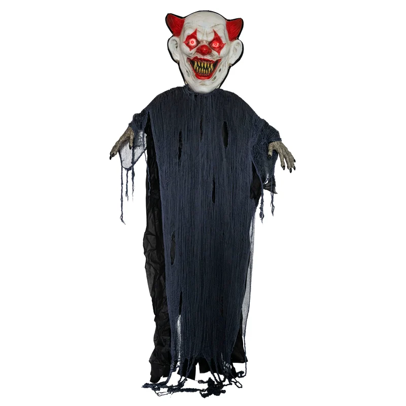 Horrorclown decoratie hangend 280 cm met lichtgevende ogen