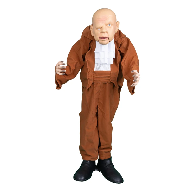 Halloween pop man met kaal hoofd 95 cm bruin pak