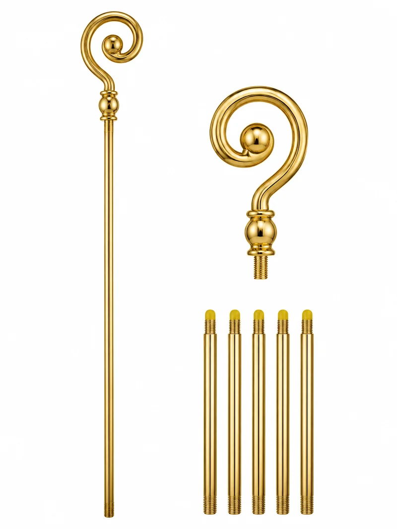 Staf sinterklaas 5-delig goud 155 cm van pvc