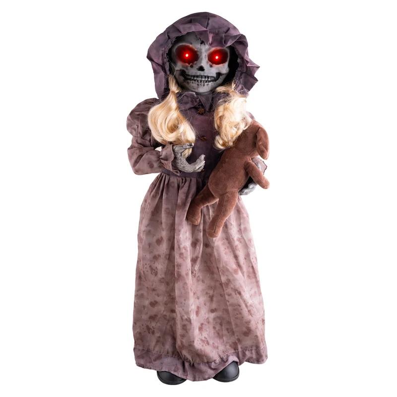 Halloween pop meisje met draaiend hoofd en rode ogen 95 cm