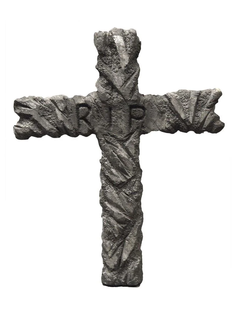 Grafkruis RIP grijs met steenlook 64 x 51 cm