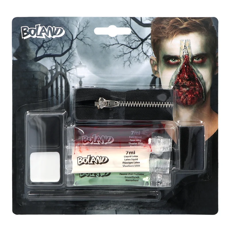 Zombie schminkset met rits Boland nepbloed en latex