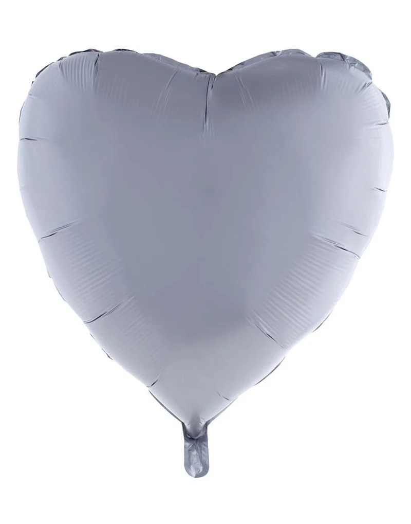 Folieballon hart zilver 80,5 x 75 cm