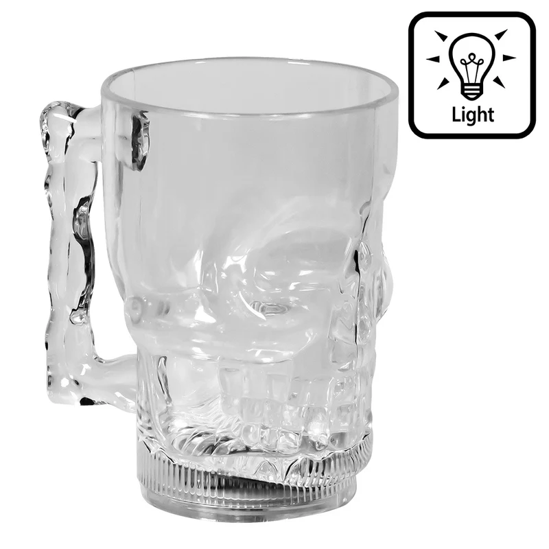 LED beker schedel transparant met bothandvat 40 cl