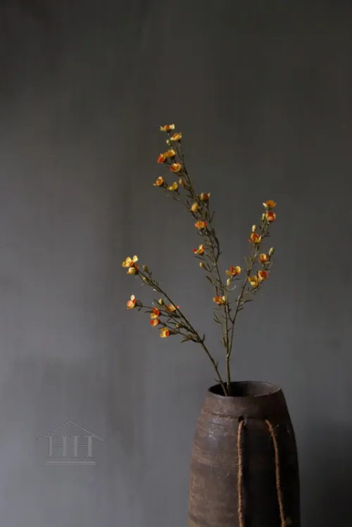 Waxbloem kunstbloem donker geel - oranje - 78cm