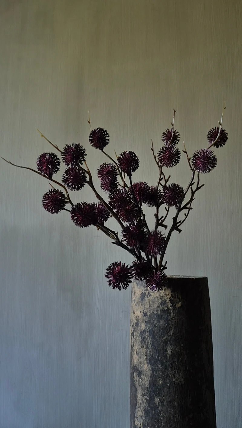 Distel kunsttak bundel bordeauxrood - 45 cm