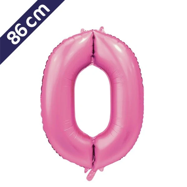 Cijferballon - satijn roze - cijfer 0 - 86 cm