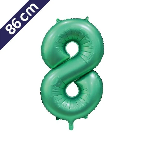 Cijferballon - satijn groen - cijfer 8 - 86 cm