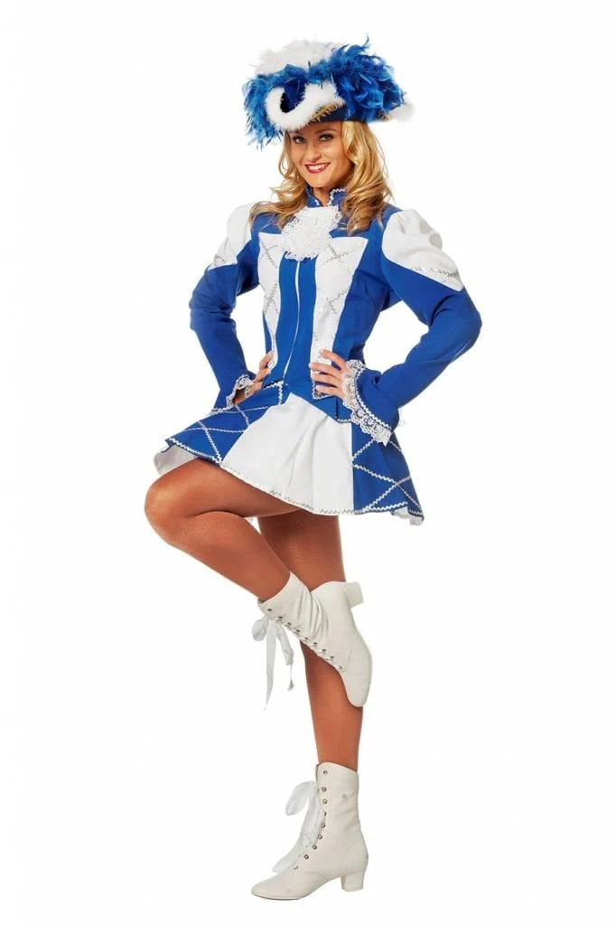 Dansmarietje pakje blauw/wit vrouw