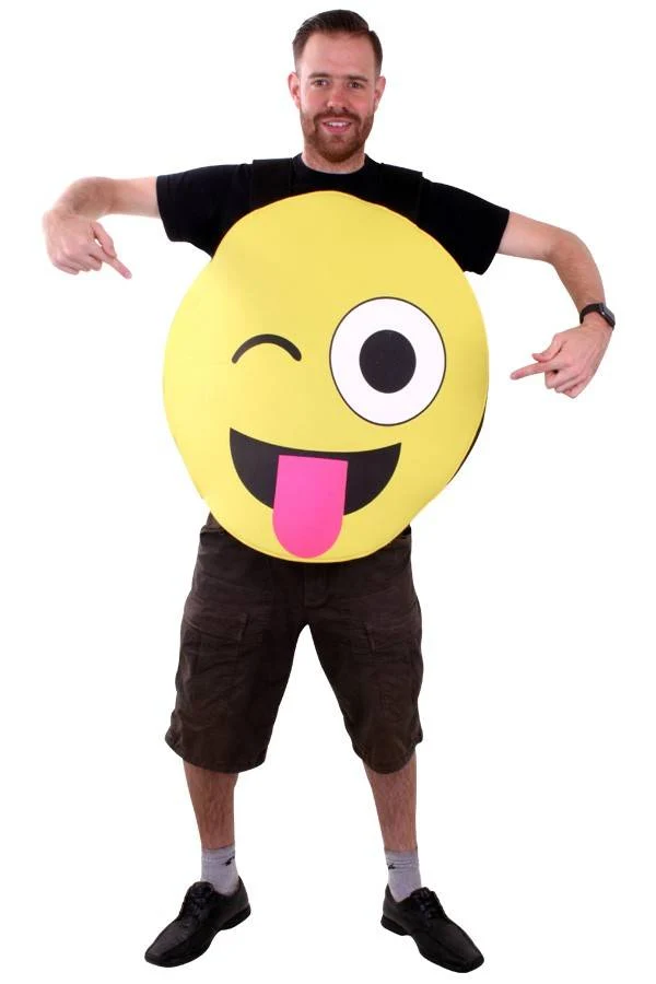 Emoticon smiley met tong kostuum
