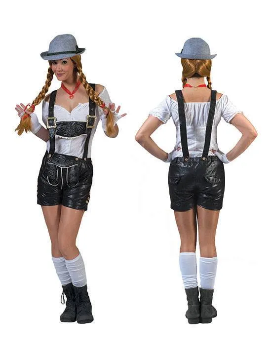 Tiroolse lederhose dames lederlook zwart