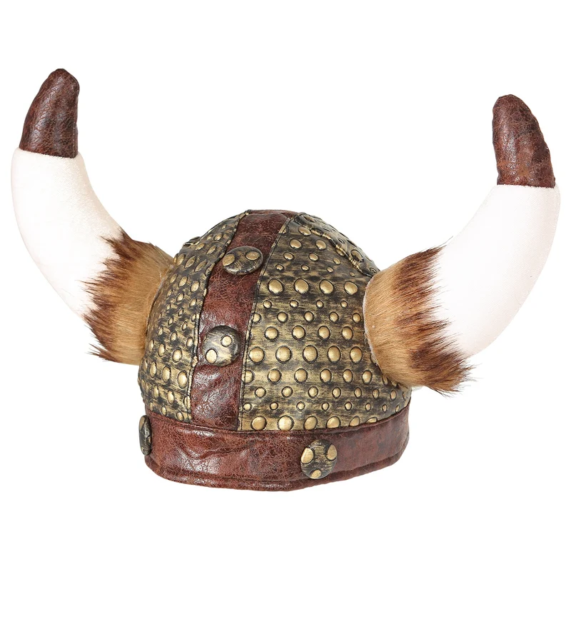 Viking helm met hoorns van vacht