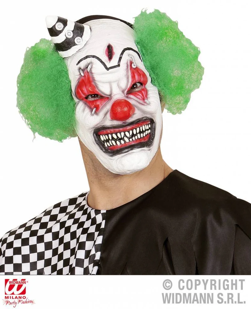 Killerclown masker met haar en mini hoed