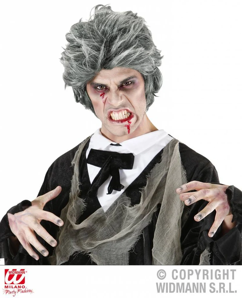 Zombie pruik grijs
