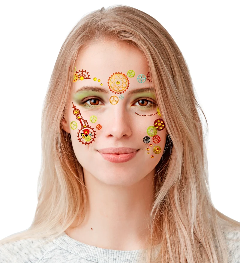 Gezicht sticker festival glitter steampunk