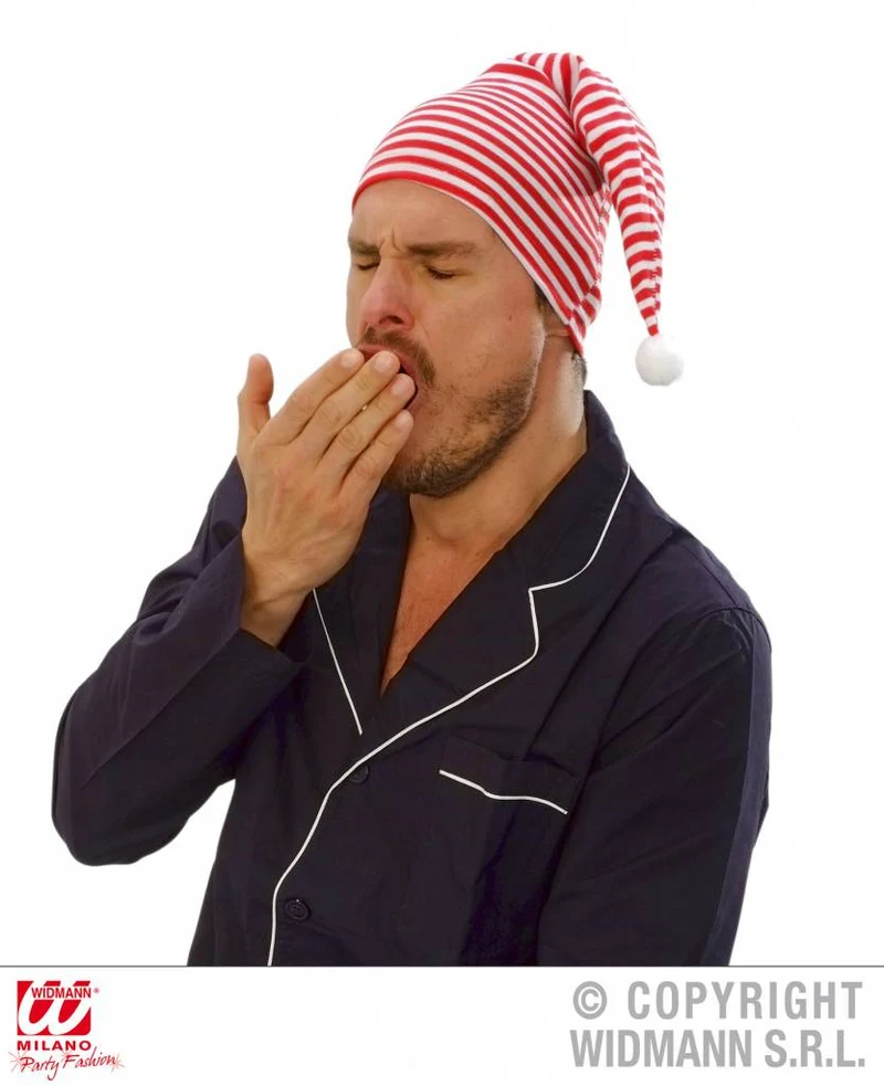 Slaapmuts rood/wit