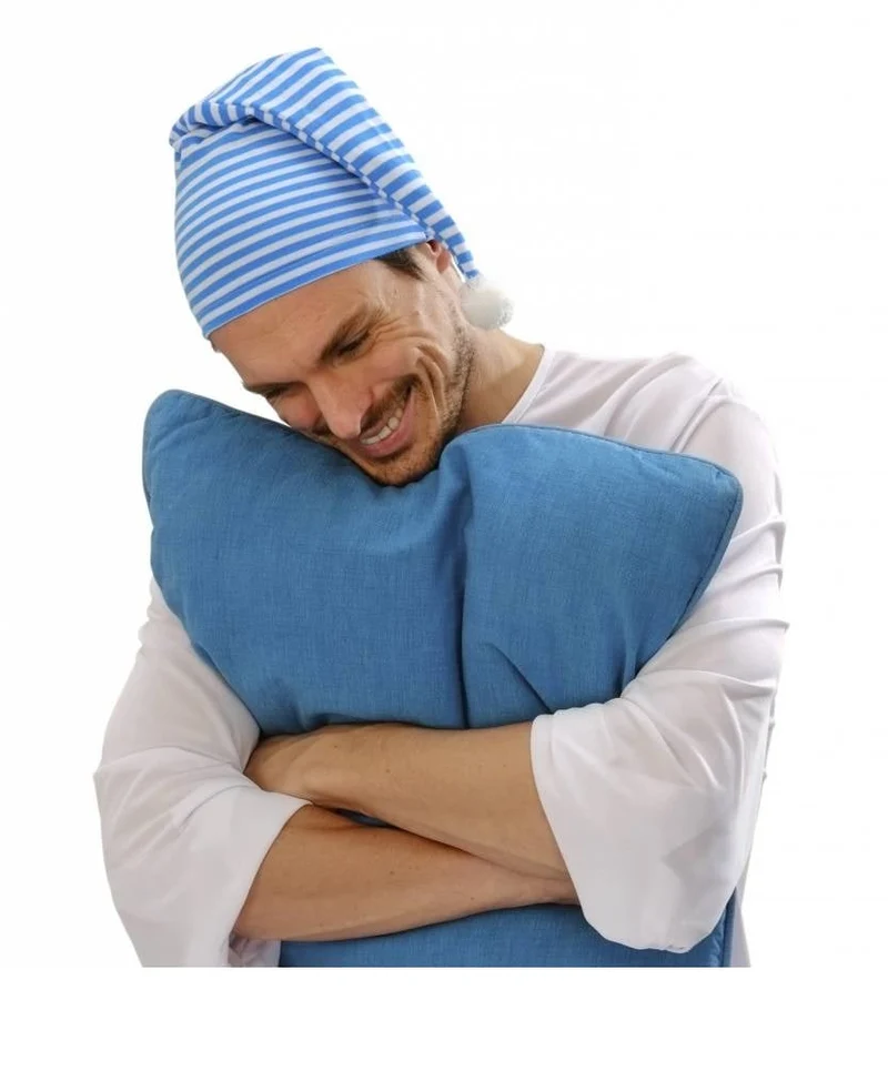 Slaapmuts blauw/wit