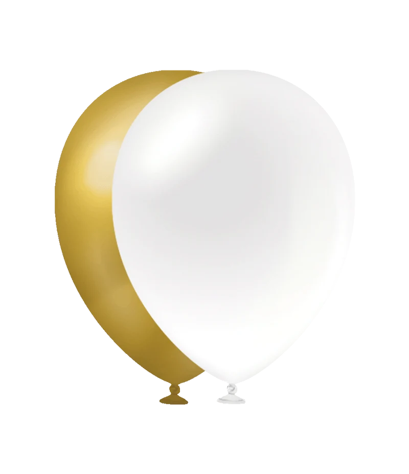 Ballonnen - 50 stuks - 30 cm - Goud Wit