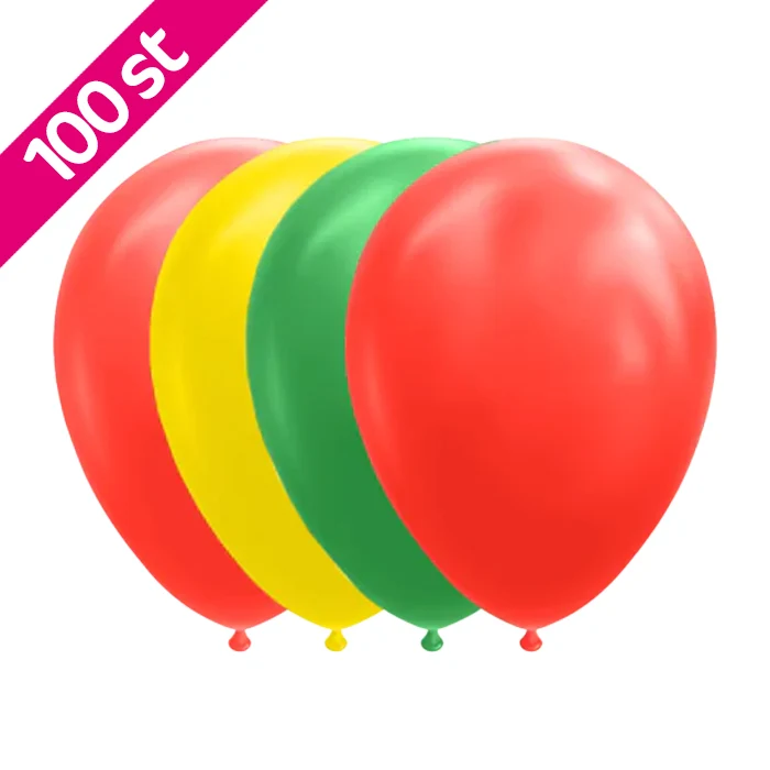 Ballonnen - 100 stuks - rood / geel / groen - carnaval versiering