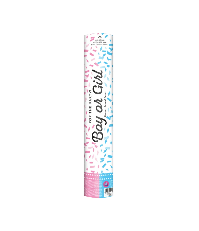 Confetti shooter - 40 cm - gender reveal boy