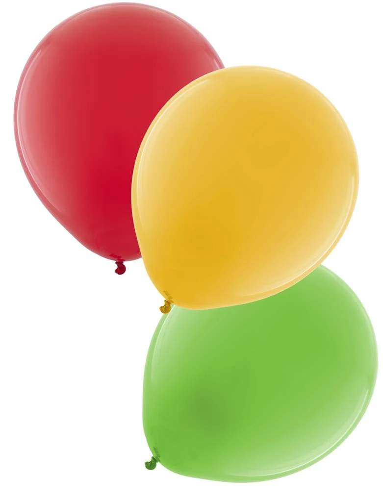 Latexballonnen rood geel groen 18 inch, 12 stuks