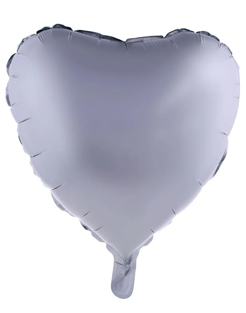 Folieballon hart zilver mat 52,7 x 46 cm