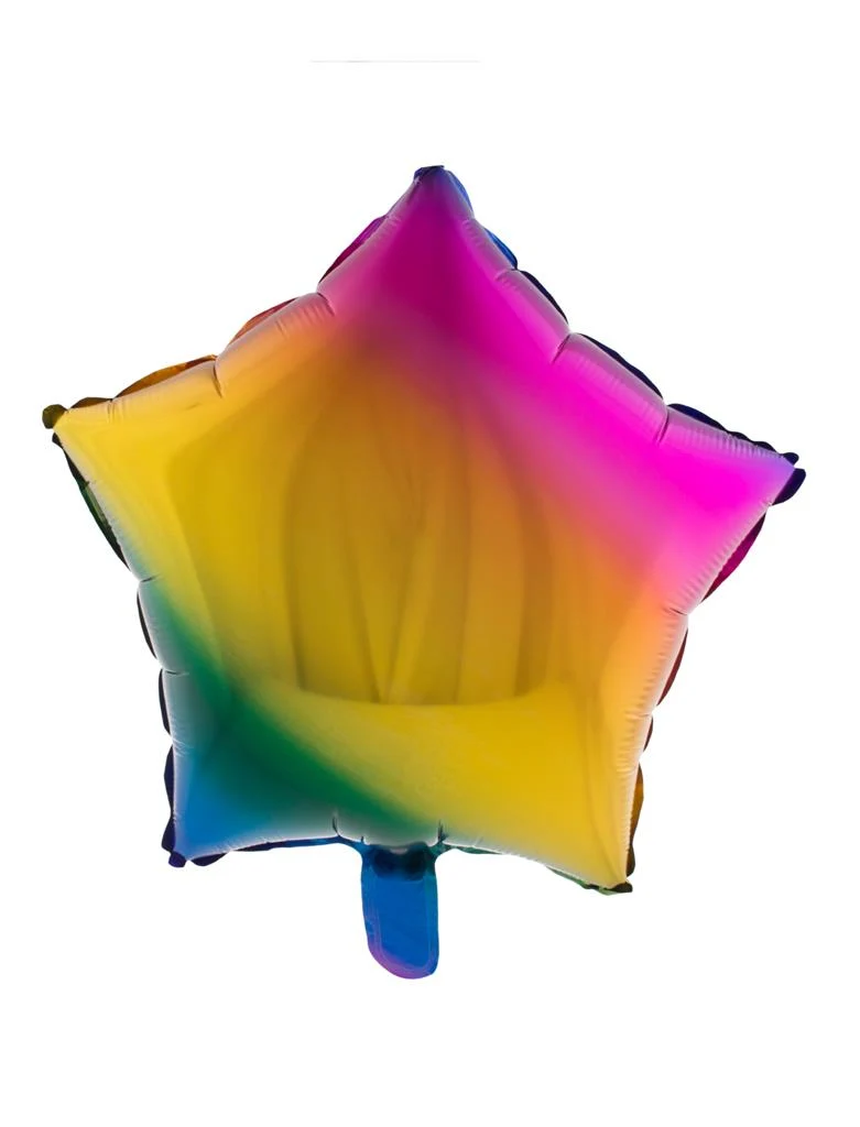 Folieballon ster regenboog met kleurverloop 52,7 x 46 cm