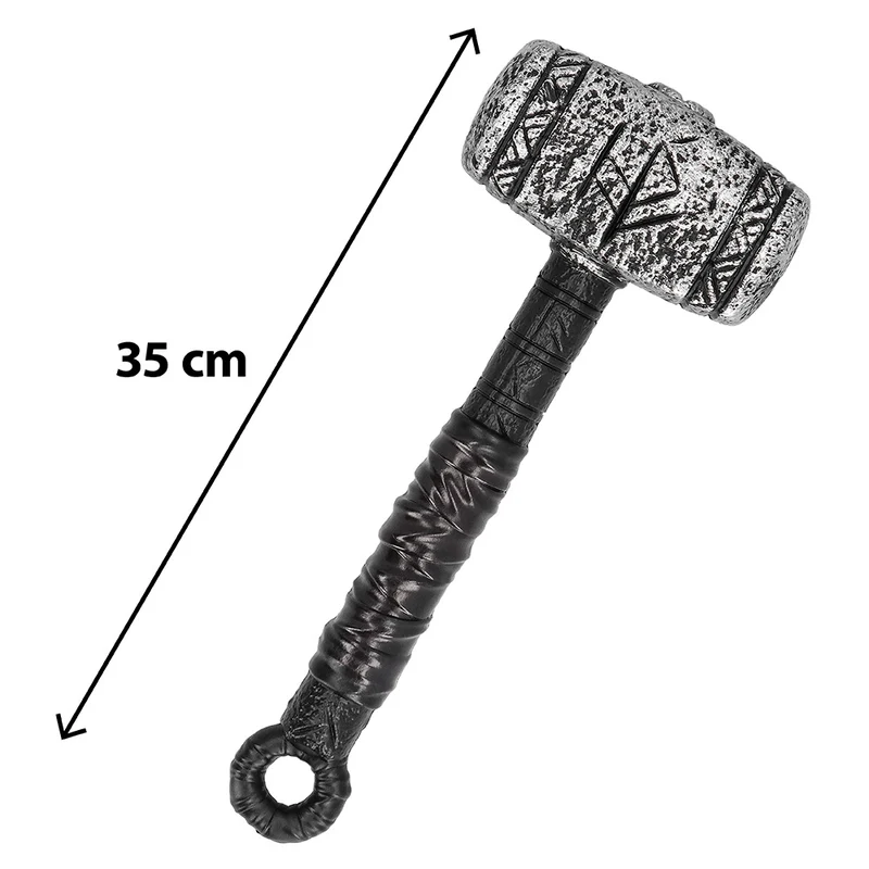 Viking power hamer 35 cm zilvergrijs met runen