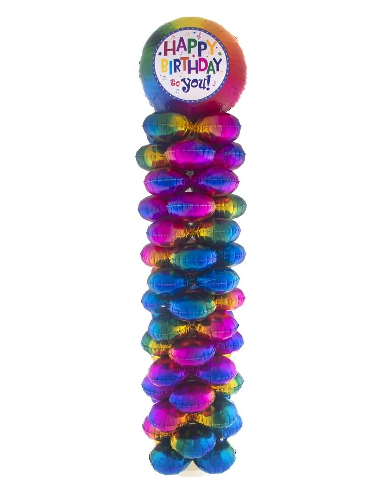 Ballonzuil happy birthday 160 cm regenboog folieballonnen