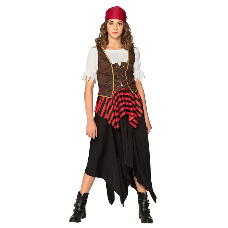Piratenkostuum Tornado dames en tieners met bandana en korset