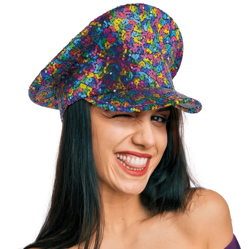Pailletten pet regenboog XL dames en heren