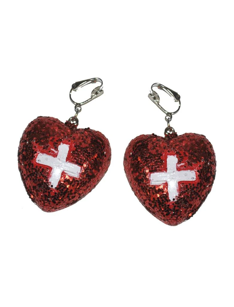 Oorbellen verpleegster rood met wit kruis dames