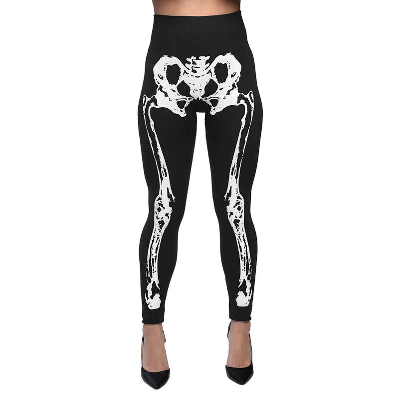 Skelet legging dames zwart met bottenprint maat M