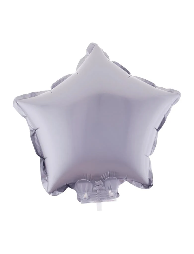 Folieballon ster zilver met stokje 28 x 28 cm