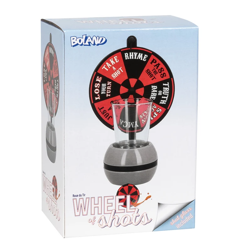 Drankspel Wheel of shots met borrelglas en draaiwiel