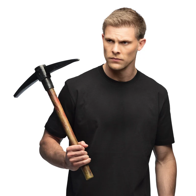 Pikhouweel schuimrubber zwart met houtlook steel 51 cm