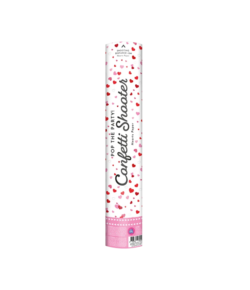 Confetti shooter - 40 cm - rode hartjes - papier