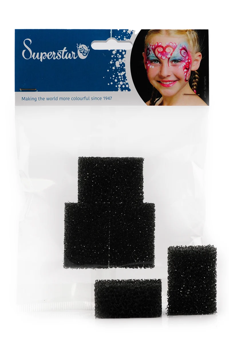 Stipple sponsje set van 3 zwart - Superstar schminkspons