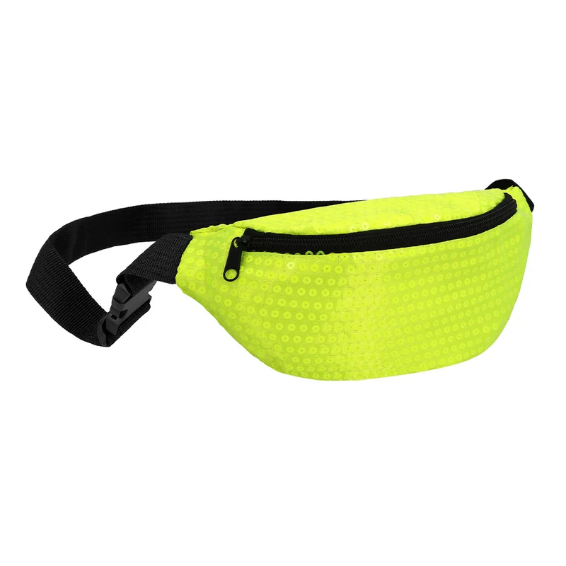 Heuptasje - pailletten neon geel