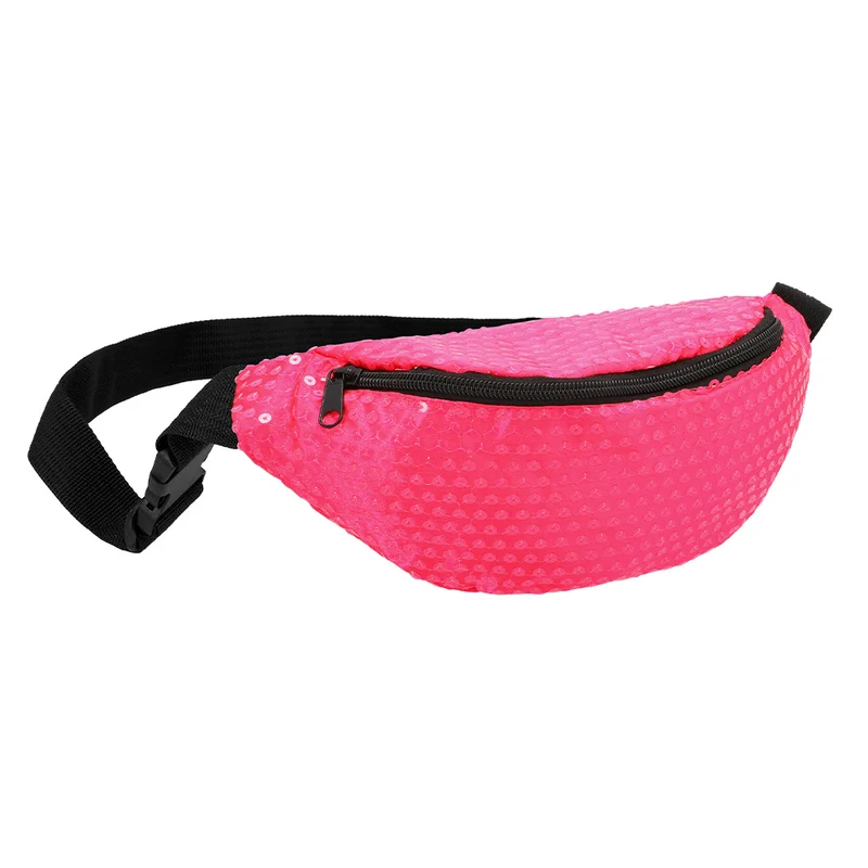 Heuptasje - pailletten neon roze