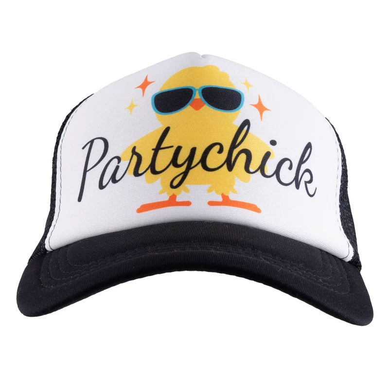 Partychick pet dames zwart wit met kuikenprint