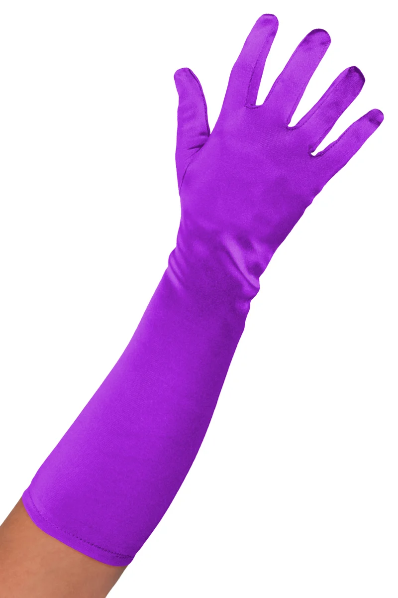 Satijnen handschoenen paars 40 cm dames en heren