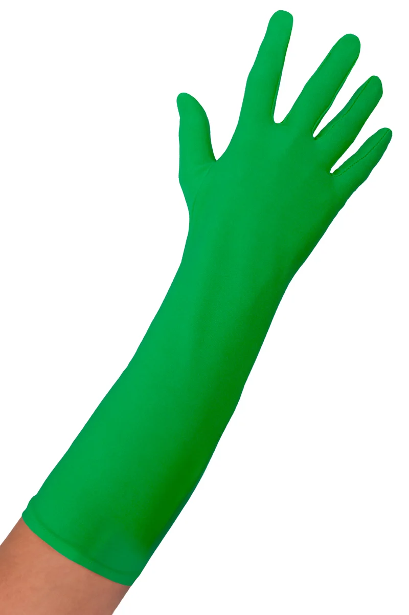 Lange groene handschoenen nylon dames en heren M L XL