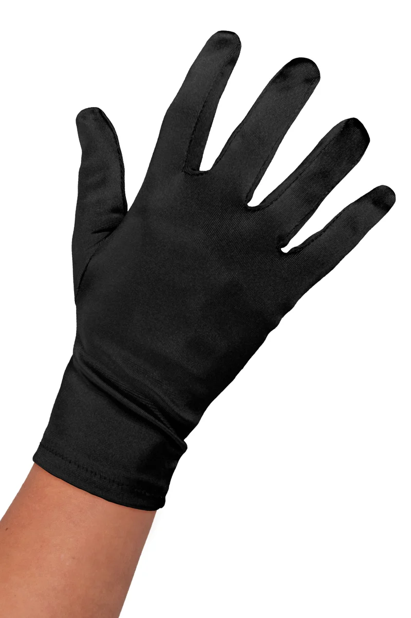 Satijnen handschoen zwart 20 cm voor dames en heren