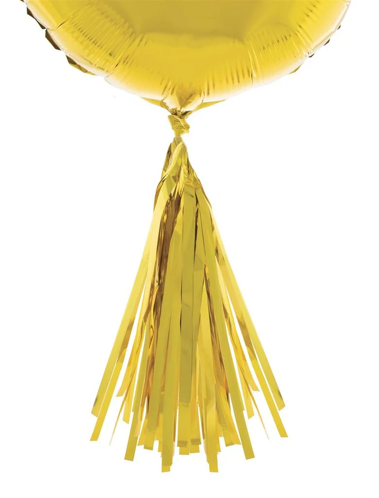 Pompons voor ballonnen goudkleurig 35 cm, 5 stuks